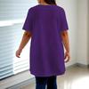 Damski top wiosenno-letni, damski luźny T-shirt w dużych rozmiarach, z rozcięciem, z okrągłym dekoltem