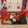 1pc Vintage Santa Claus Christmas Welcome Doormat, Non‑Slip Absorbent Floor Mat for Home Entryway, Holiday Home Decor