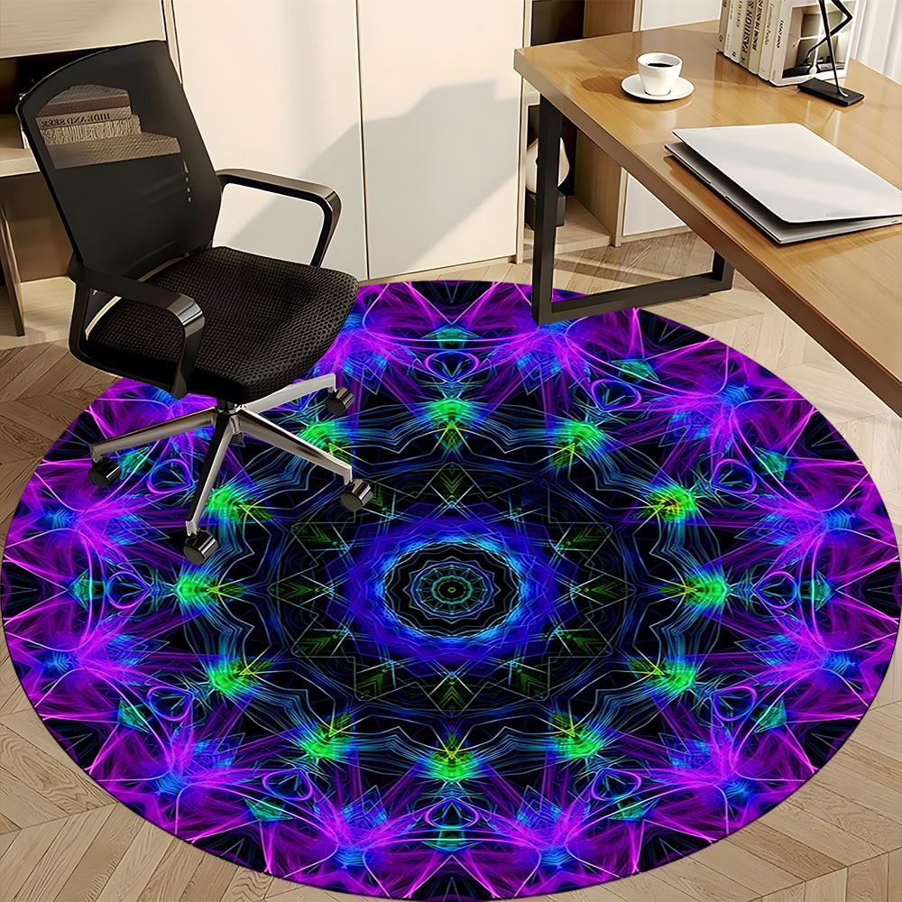 1 Stück Kaleidoskop-MusterStuhlteppich für Büro, Innenbereich Rutschfest Waschbar Polyesterfaser Teppich, Matte Für Büro, Maschinenwaschbar
