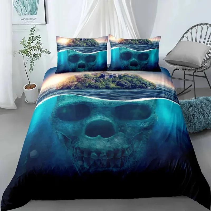 3D Scream Horror Skull Duvet Cover Set Queen Size Sugar Skull Bedding Sets Single Twin Full King Comforter Cover Bedroom Decor