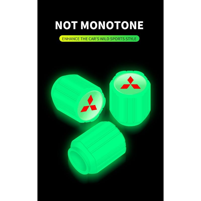 Luminous Car Tire Valve Caps Fluorescent Motorcycle Wheel Tyre For Mitsubishi ASX Lancer L200 Pajero Sport Attrage Mirage Eclipse