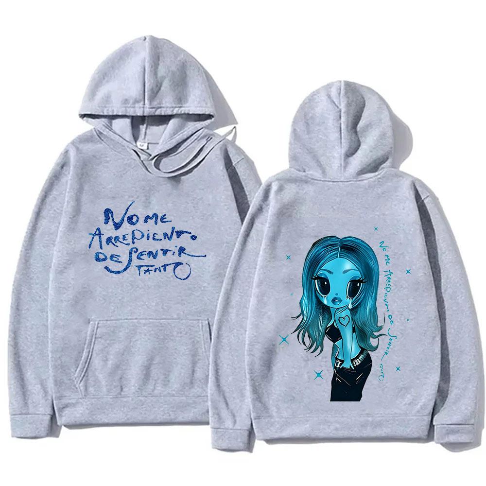 Karol G No Me Arrepiento De Sentir Tanto Hoodies Long Sleeve Casual Unisex Streetwear Hooded Fashion Women Sweatshirt Print Tops