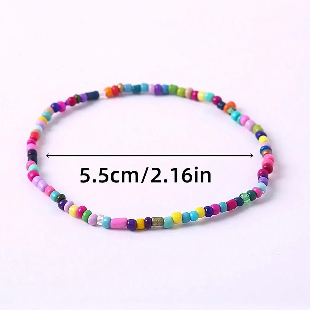 17Pcs Random Color Mixing Elastic Beaded Bracelets Bohemian Stackable Beaded Stretch Bracelets Colorful Boho Beach Bracelet Set