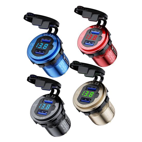 Car Charger Dual USB Quick Charge Waterproof 36W QC3.0 12-24V