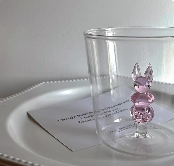 3D Animal Flower Built-in Glass High Borosilicate Glass Heat-resistant Transparent Glass Drinking Cup Milk Coffee Juice Glass