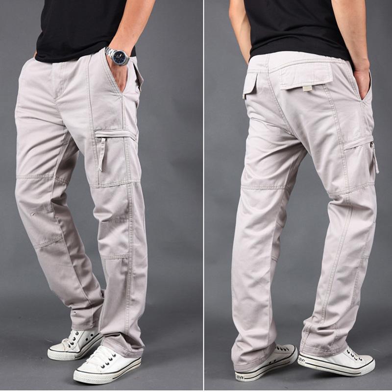 Men's Casual Pants Trousers Cotton Overalls Straight Men's Multi Pocket Outdoor Pants