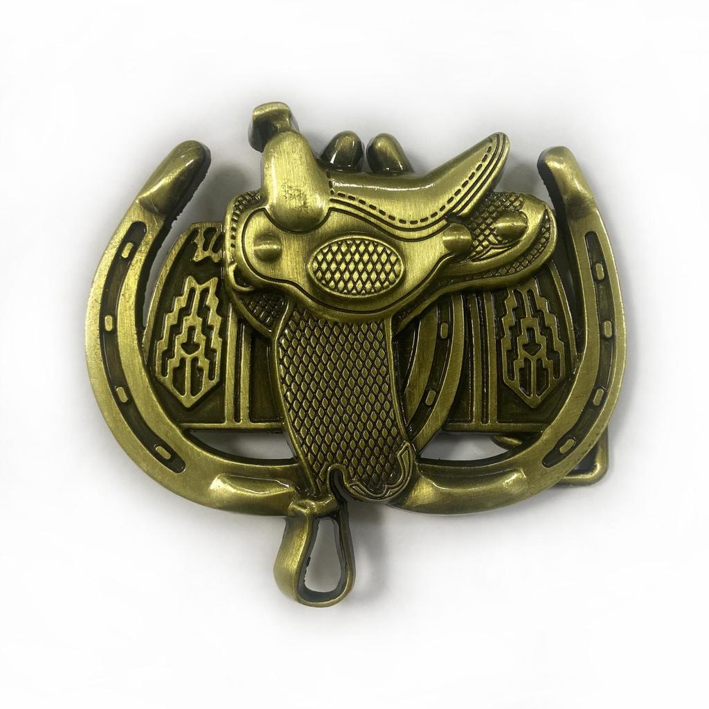 Western Cowboy Zinc Alloy Saddle Belt Buckle - Large, Fashionable, Smooth, Unique Design