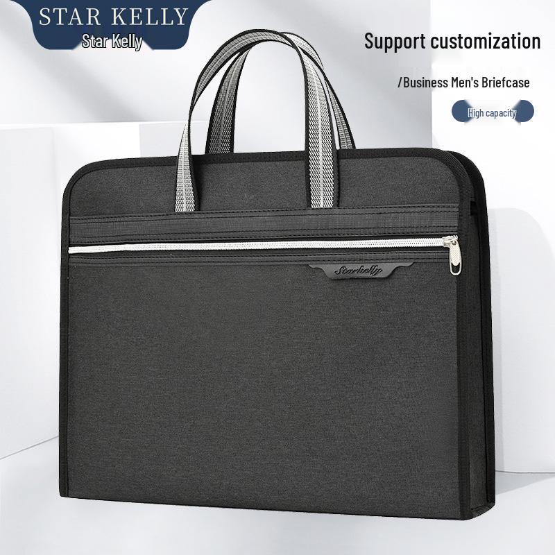 Men's Oxford Cloth Laptop Briefcase: Printed Handbag for Business, Office, and Document Carrying