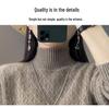 Women's Cashmere Diamond Knit Pullover: Half-High Collar, Thick, Loose-Fit, Korean Style Winter Sweater.