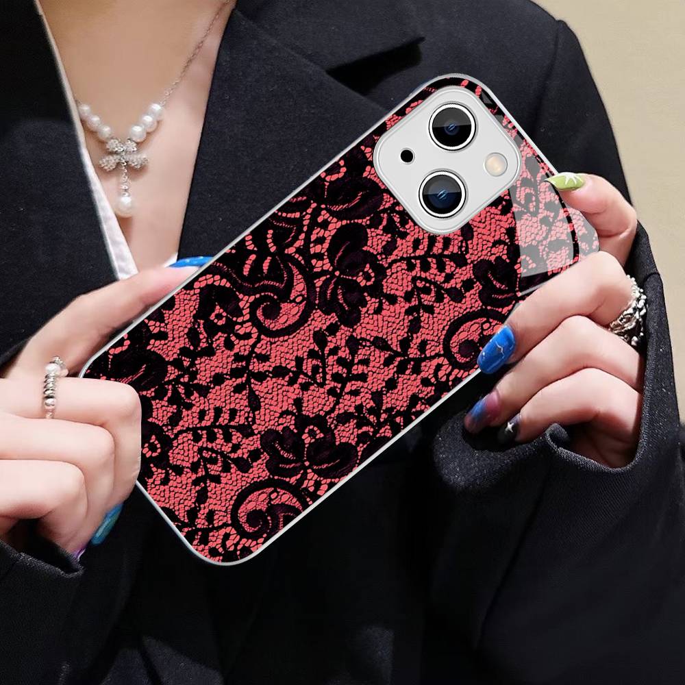 Lace Style Tempered Glass For Iphone 14 13 12 11 Pro Mini XS MAX 14Plus X XS XR Cover