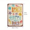 Vintage Tin Sign The Beach Is My Happy Place Coastal Retro Wall Art Bar Kitchen Decor