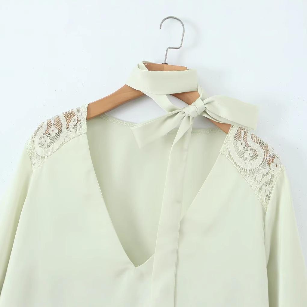 2025 Spring Women's European & American Style Lace Satin Pullover