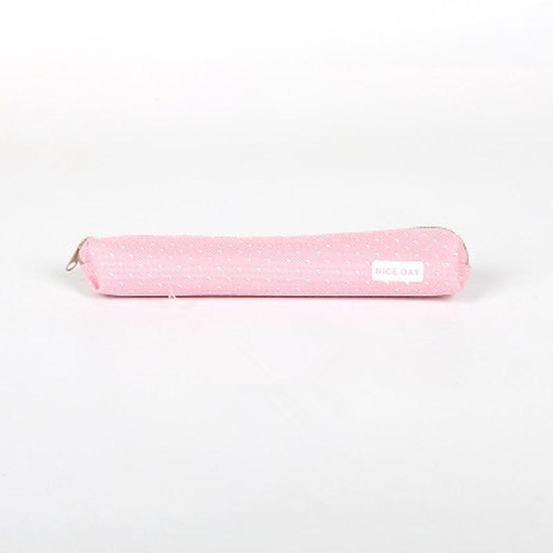 Strip Shape Candy Pencil Case Bag Dots Canvas Pens Storage Bag Stationery Pouch for Kids Girls Portable Lipstick Bag