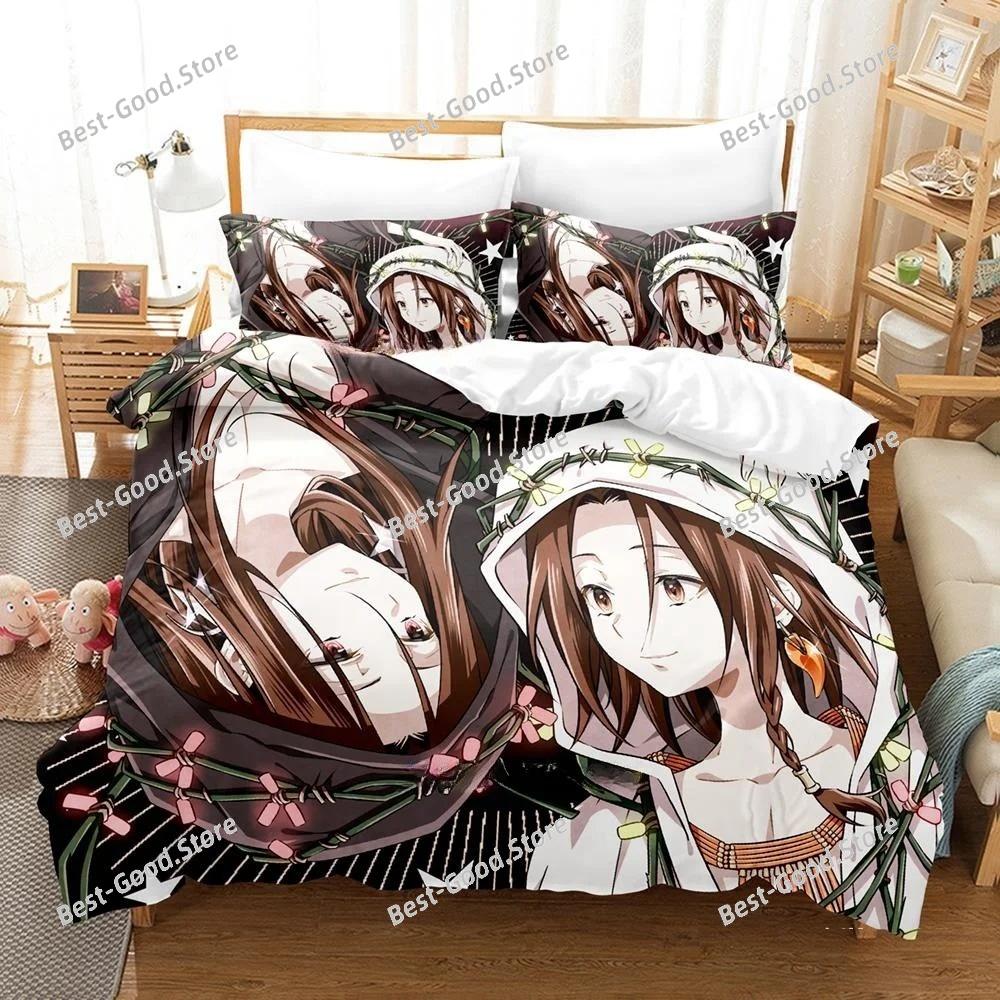 Personality 3D Printing Shaman King Bedding Set Cartoon Anime three-piece Set Adult Kid Bedroom Duvet Cover Sets Home Textiles
