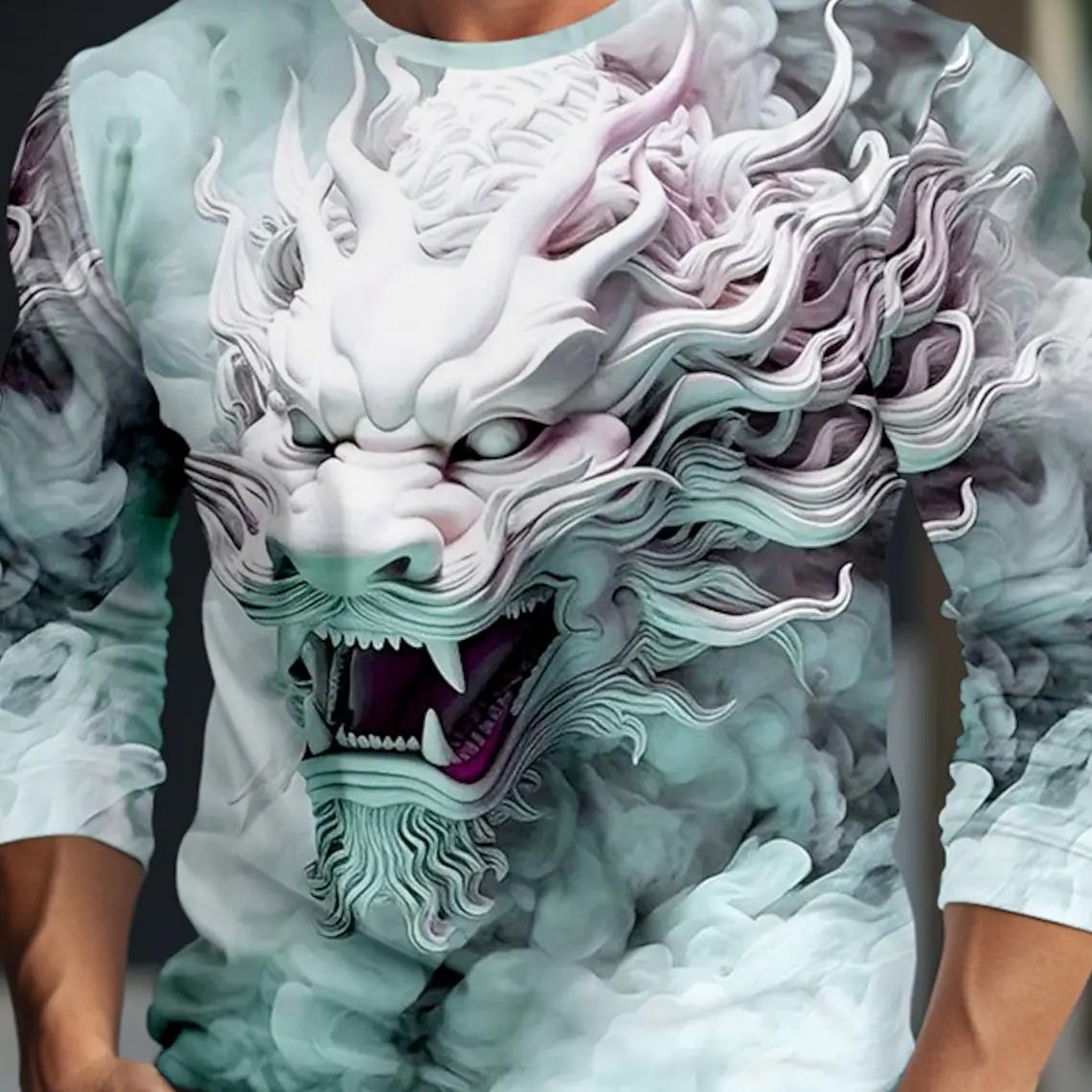 

Мужская футболка с длинным рукавом, рубашки с 3D принтом, модные мужские футболки с короткими рукавами и рисунком животного дракона, уличная одежда большого размера, футболки 6XL