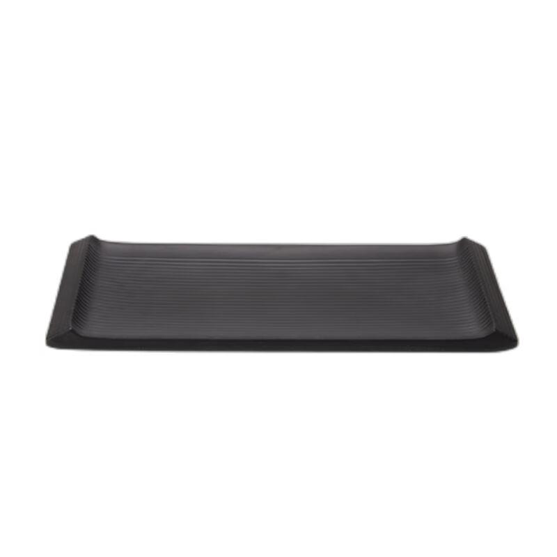 A5 Frosted Black Melamine 16-inch Rectangular Platter - 4 Pack