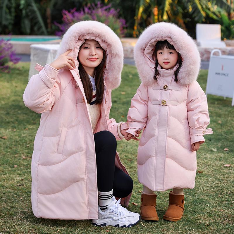 Down Jackets for Girls In Winter, Mid-length and Thickened, Parent-child Coats