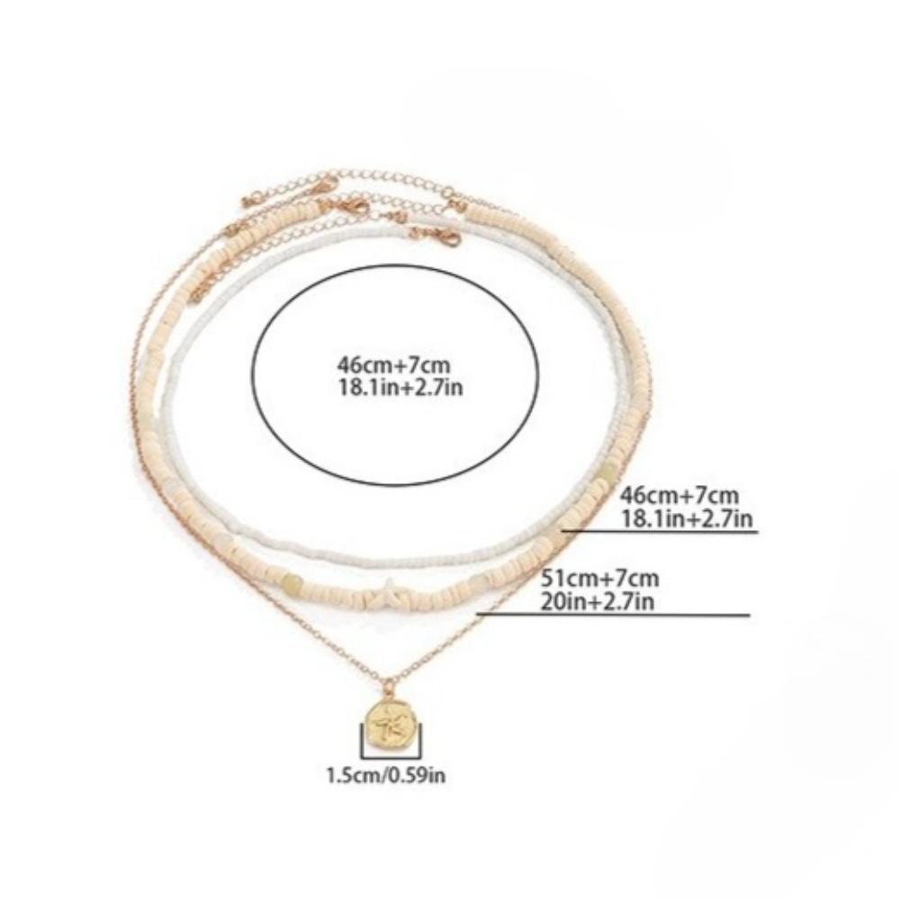 European and American Beach Vacation Style Starfish Jewelry Pendant Necklace High-end Men Stacked Beaded Light Luxury Collarbone Chain