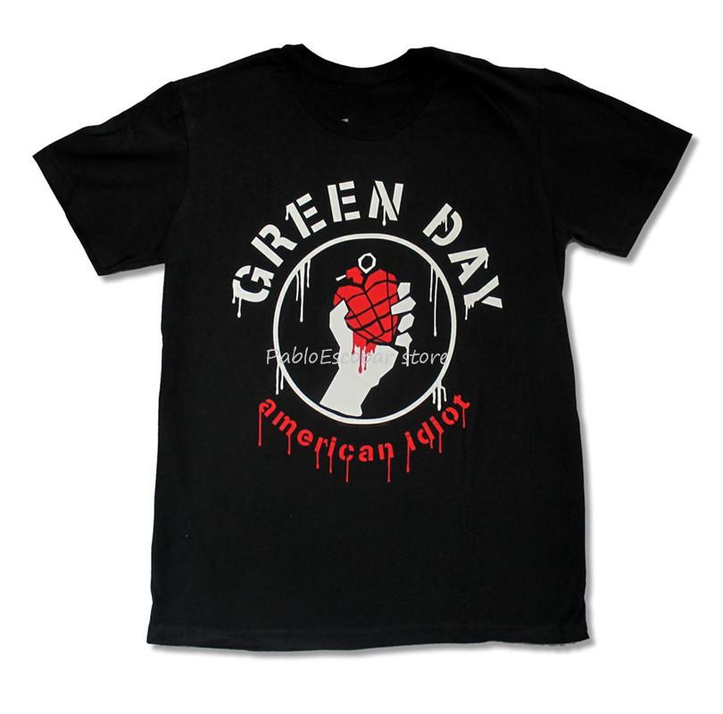 Green Day American Idiot Dripping Logo Black T Shirt New Band Merch Adults Casual Tee Shirt S