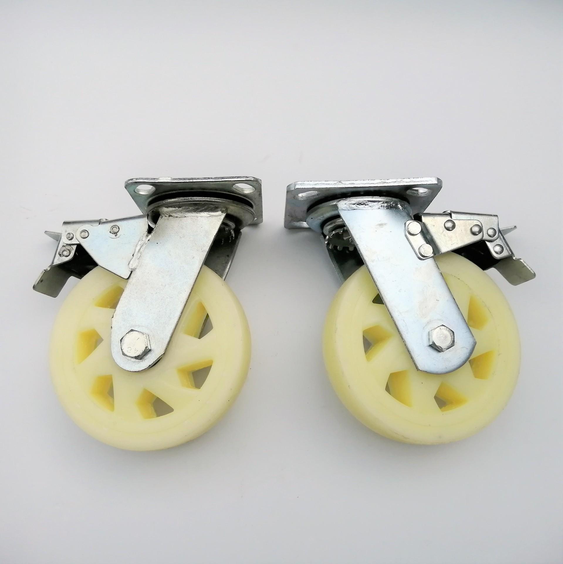 

Xiangrong Heavy Duty Swivel Nylon Caster Wheel with Flower Hole Design 4-inch Nylon Wheel, 4.75 Thick, Fixed