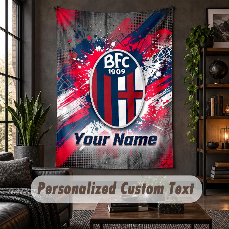 Wall Tapestry Bologna FC Print Custom Name Text Wall Hanging Home Decor