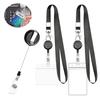 1/2 Pcs Card Holder With Hanging Rope Waterproof PVC Scalable Chest Buckle For Work ID And Name Tags Card Storage Supplies
