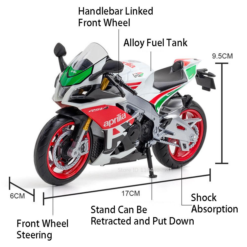 1:12 Aprilia Rsv4 Suzuki Gsx R1000r Alloy Motorcycle Model Diecast Car Toy Front Wheel Steering Miniature Cars Collect Ornaments