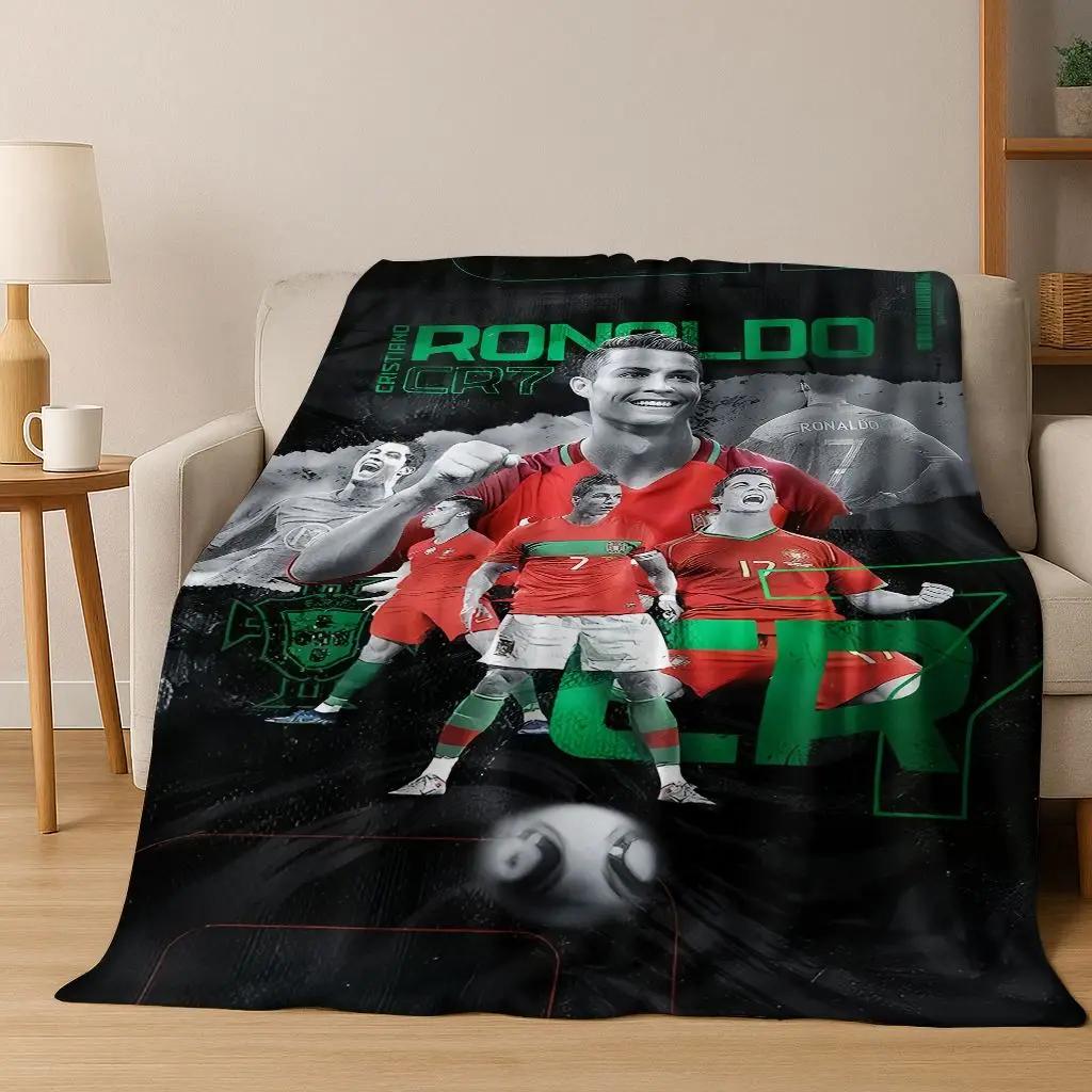 3D Goat Football Star R-Ronaldo Cartoon Art Flannel Blanket,Cozy Soft Throw Blanket for Home Bedroom Bed Sofa Picnic Cover Kid