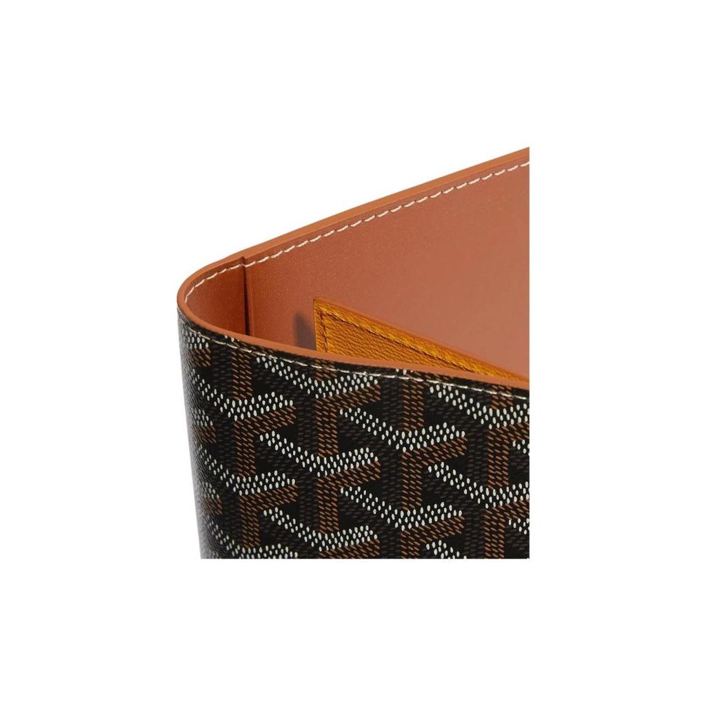 Goyard Grenelle Old Flower Pattern Clamshell Pocket  Canvas and Leather Card Holder and Passport Bag  Unisex  Black/brown