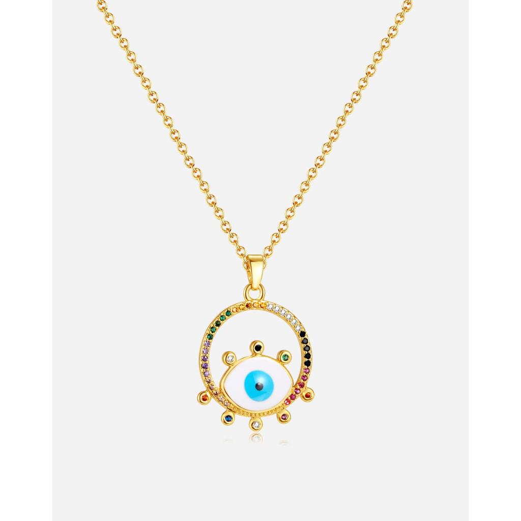 Gold Hamsa Hand Eye Stainless Steel Hypoallergenic To Coin Hip Hop Thanksgiving Accessories Colored [Rockyu] Women's Necklace, Necklace, Coin, Devil's