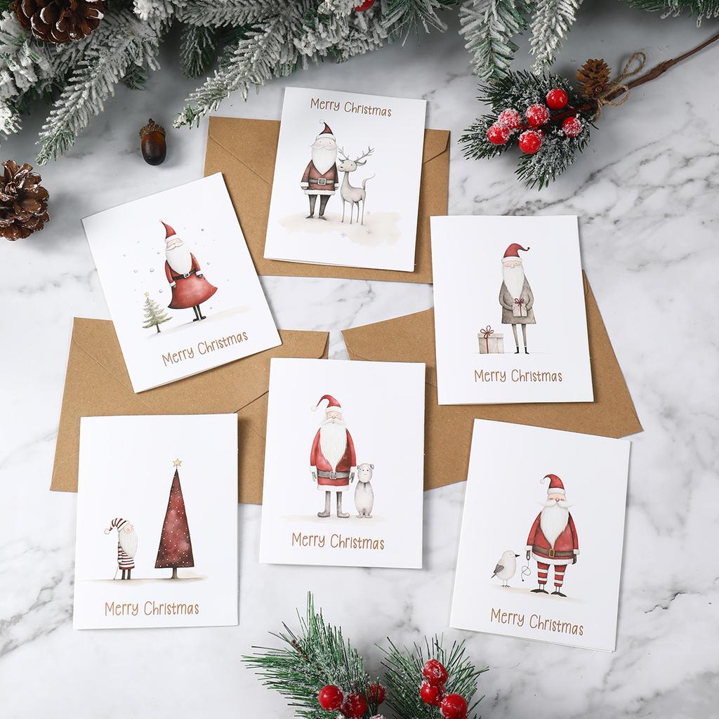 Christmas Santa Claus Greeting Card Envelope Sets Merry Christmas Decoration for Home 2025 Xmas Ornament Navidad Natal New Year