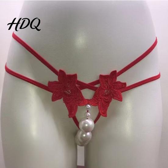 Perizoma Ricamato a Fiore da Donna Sexy Perla Sintetica G-String Perizoma Vita Bassa Floreale Biancheria Intima Erotica con Laccetti Schiena a Y Panty Elastiche Seducenti