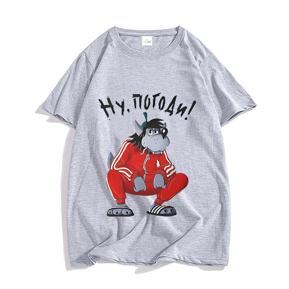 Nu Pogodi Well Just You Wait Wolf Hare T-shirt Cartoon Print Harajuku Kawaii Tshirt Unisex Cute Tee-shirt Sudaderas O-neck Tops