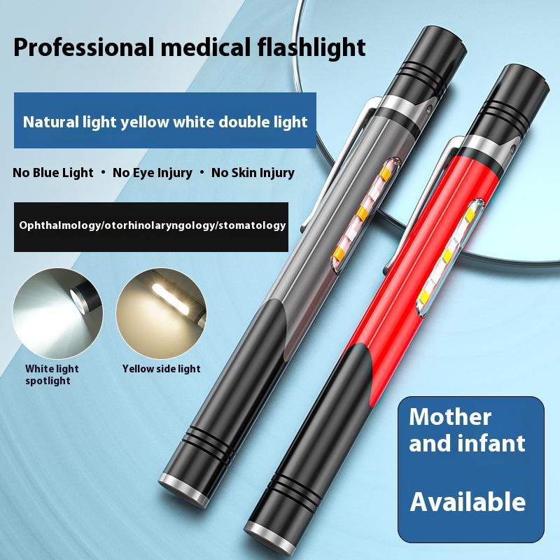 LED Mini Portable Pen Light - USB Rechargeable Work Light 3-Source Bright Torch Pen-Style Flashlight for Home/Work/Outdoor