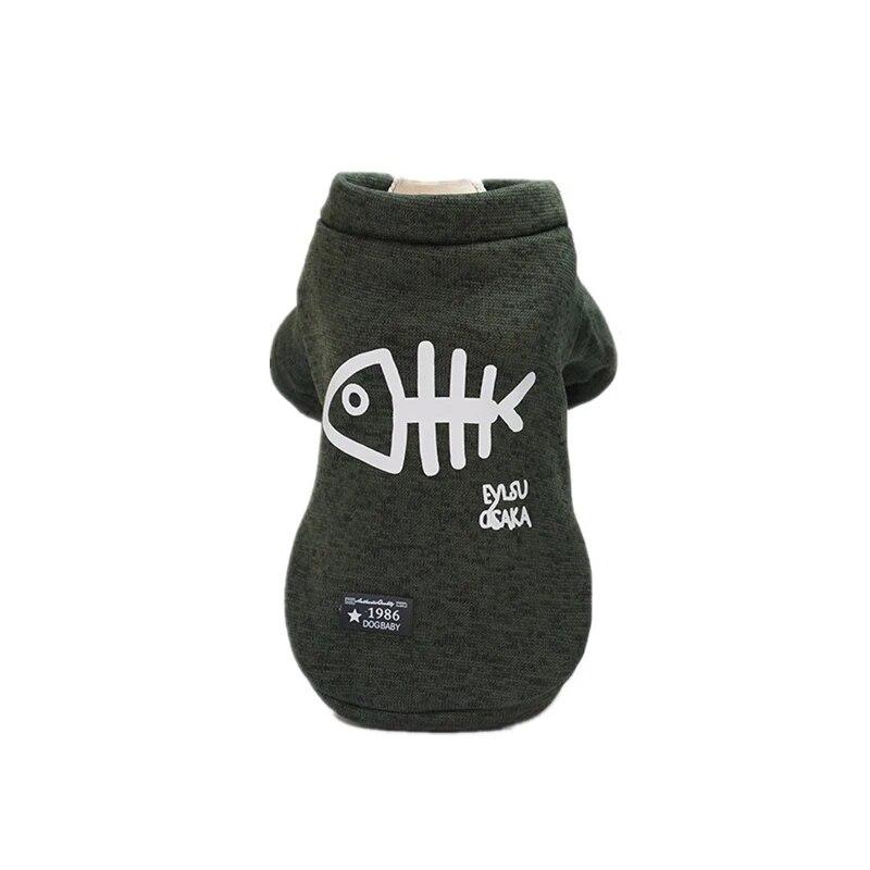 

Осенне-зимняя одежда для собак, куртка с принтом рыбьей кости, теплая куртка для домашних животных для кошек, свитер для маленьких собак, одежда для чихуахуа, Тедди, одежда для домашних животных XXL темно-зеленого