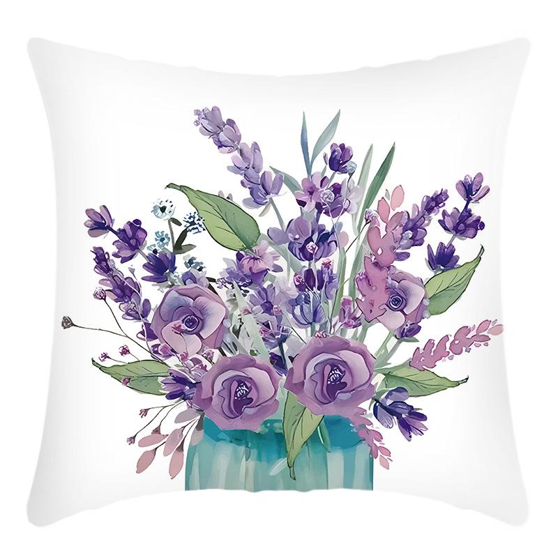 New Green Plant Lavender Pillow Cover Letter Print Pillow Home Sofa Cushion Cover