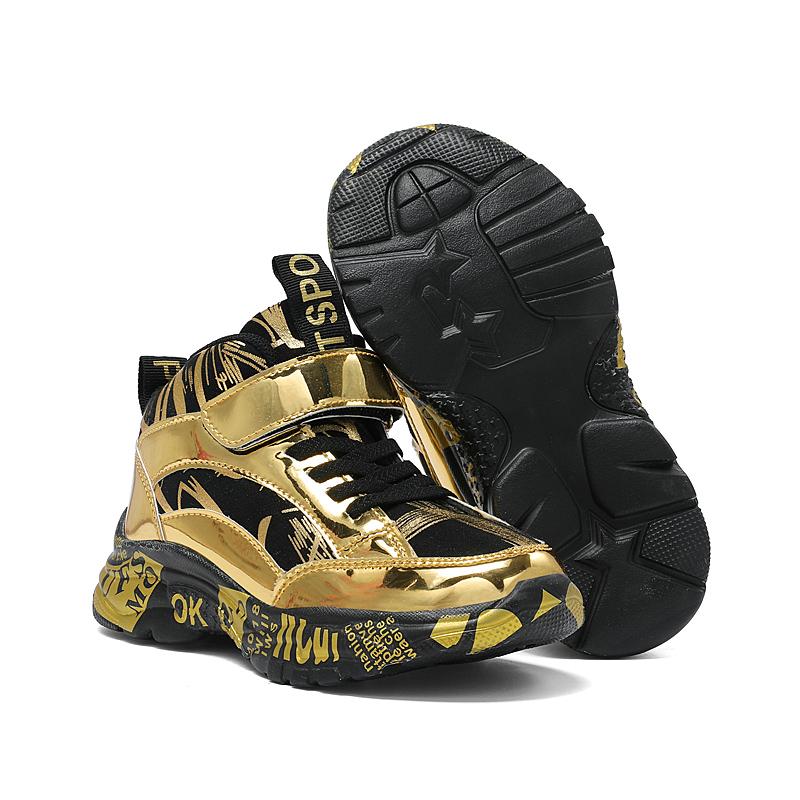 Neue Kinder Freizeit-Sneaker Mode Goldene Kinderschuhe Basketball Leder-Sneaker für Jungen Sportschuhe tenis infantil menino
