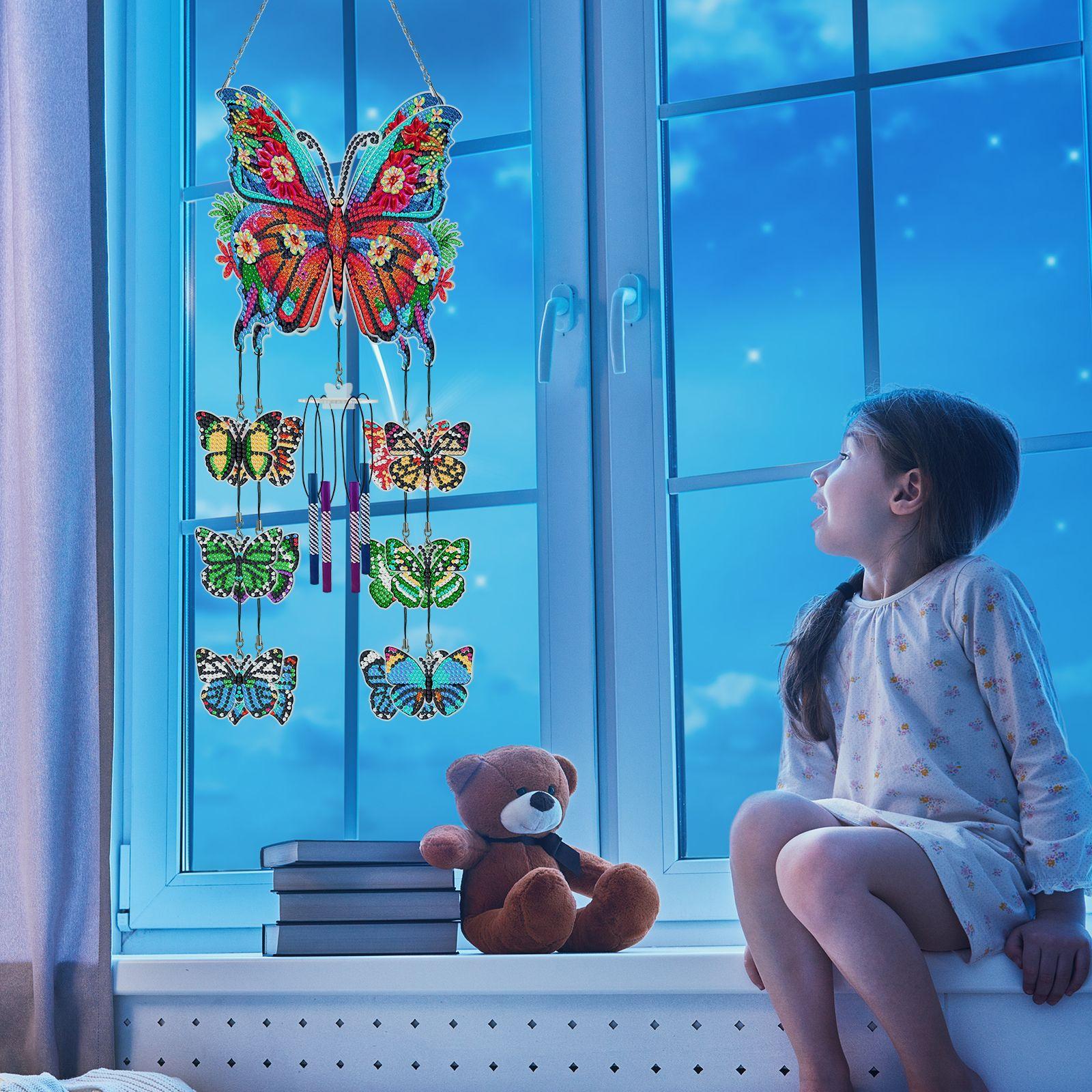 

Комната для девочки Картина алмазной вышивки Бабочка Музыка ветра Бабочка Креативные DIY Подвески с бриллиантами