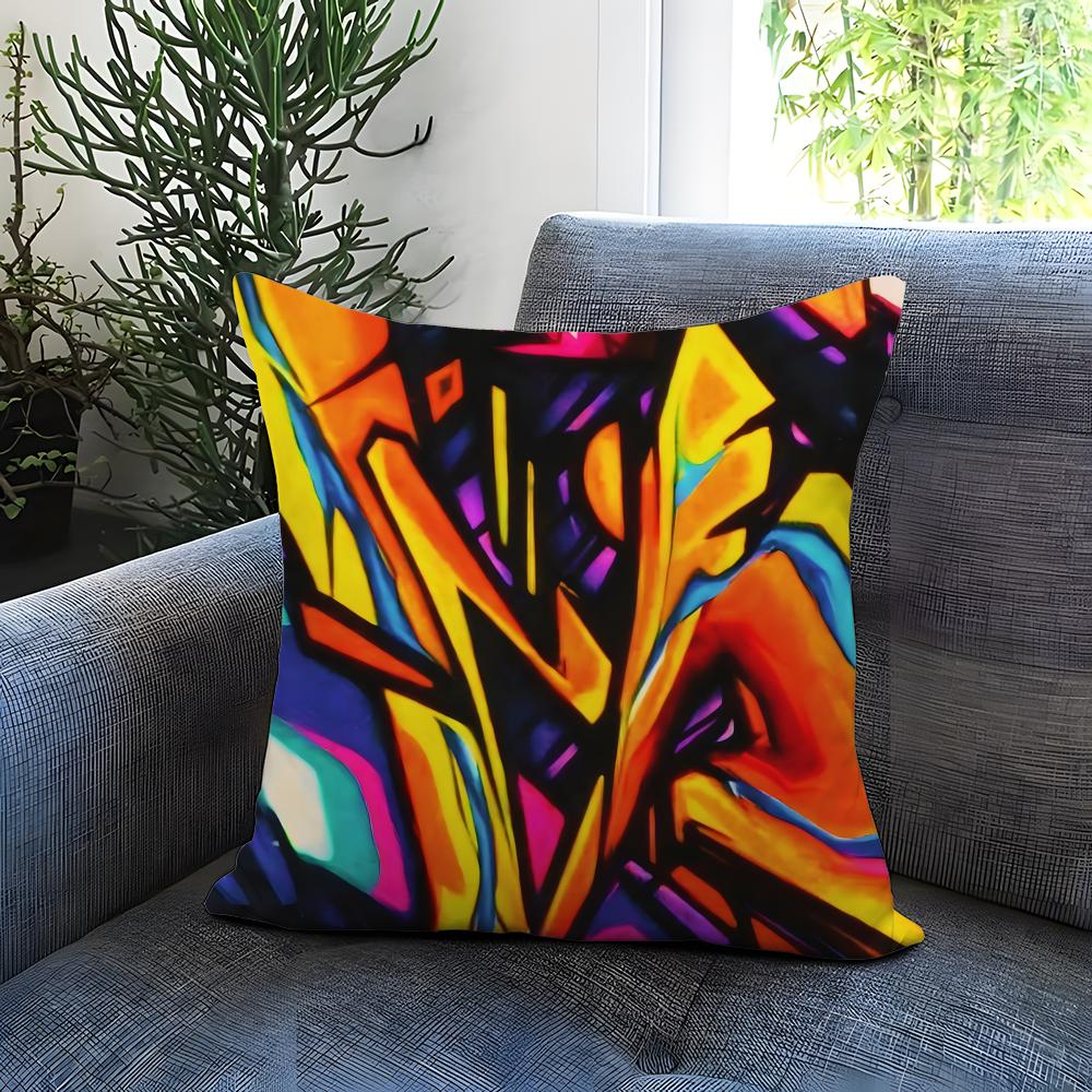 Street Graffiti Texture Cushion Cover Comfortable Reversible Pillow Cover Ideal for Car Sofa Bedroom  Beyond