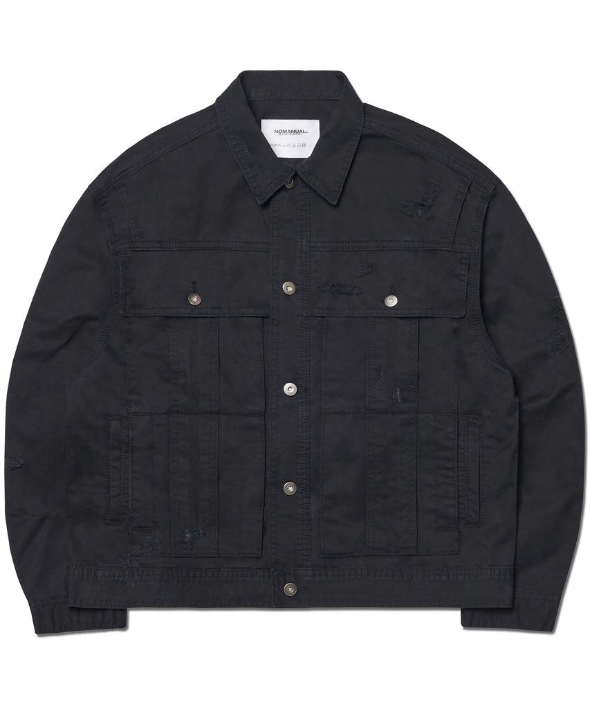 Nomanual I.P Damaged Jacket - Washed Black