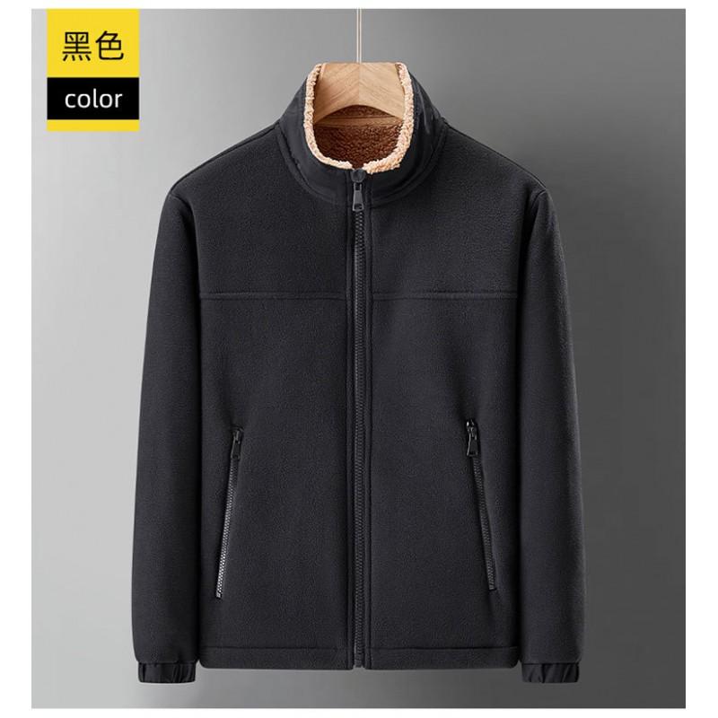 Warm Fleece Jacket Men Women Winter Outdoor Sport Lightweight Solid Color Full Zip Hoodless