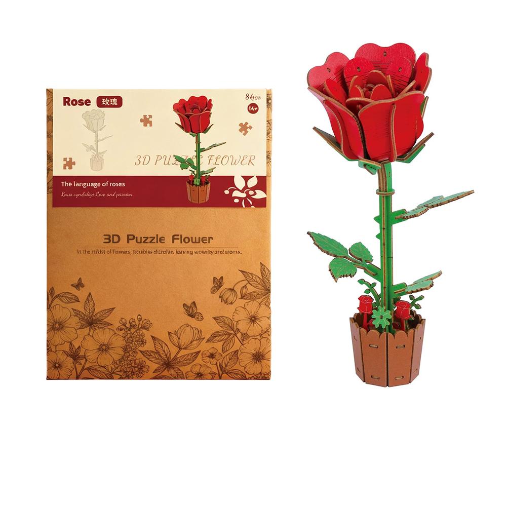 3D Wooden Puzzles Flowers Diy Artifical Botanical Bouquet Puzzle Kit Home Decoration For Adults Mother's Day Birthday Gift