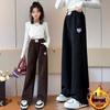 Girls' 2025 Autumn/Winter Fashionable Fleece-Lined Wide-Leg Pants