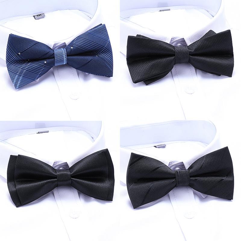 Men'S Double Synchronized Fabric Bow Tie Groom Best Man Banquet Wedding British Korean Edition Tide Bow Women