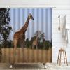 Funny Animal Shower Curtain Giraffe African Wildlife Kid Boy Bath Curtains Modern Waterproof Fabric Bathroom Decor With Hooks