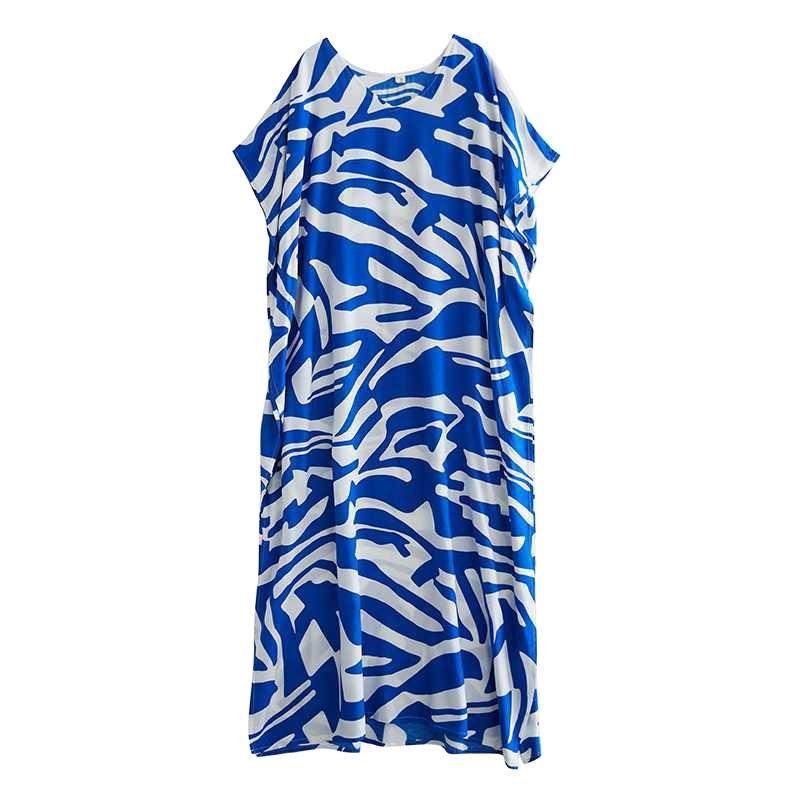 Bohemian Casual Vacation Skirt Summer Neck Middle-aged and Elderly Mother Outfit Loungewear Inner Nightdress