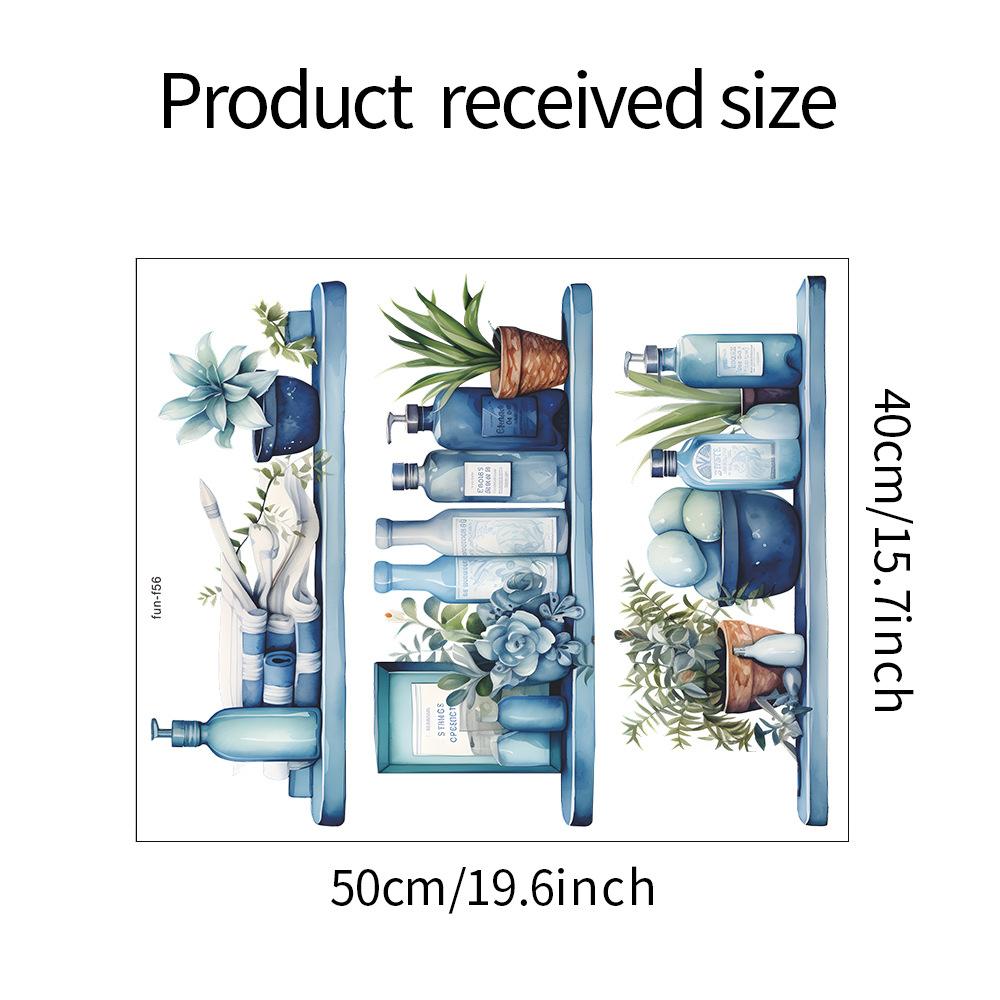 

Акварель Синяя Полка Бутылка Гостиная Настенные Украшения Наклейки Самоклеящиеся 40*50CM/fun-f56