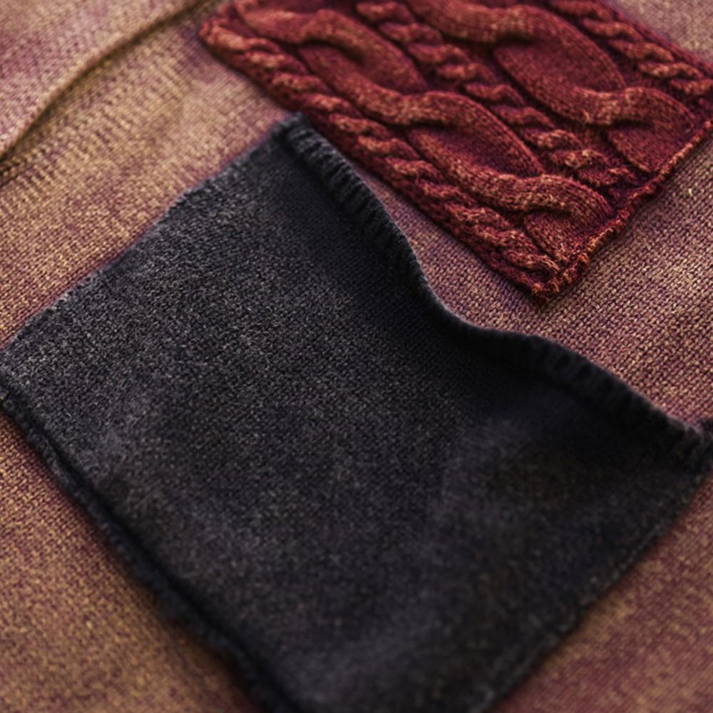 Johnature Women Vintage Winter Sweaters O-Neck Long Sleeve Patchwork Color Button Knitted Female Sweaters