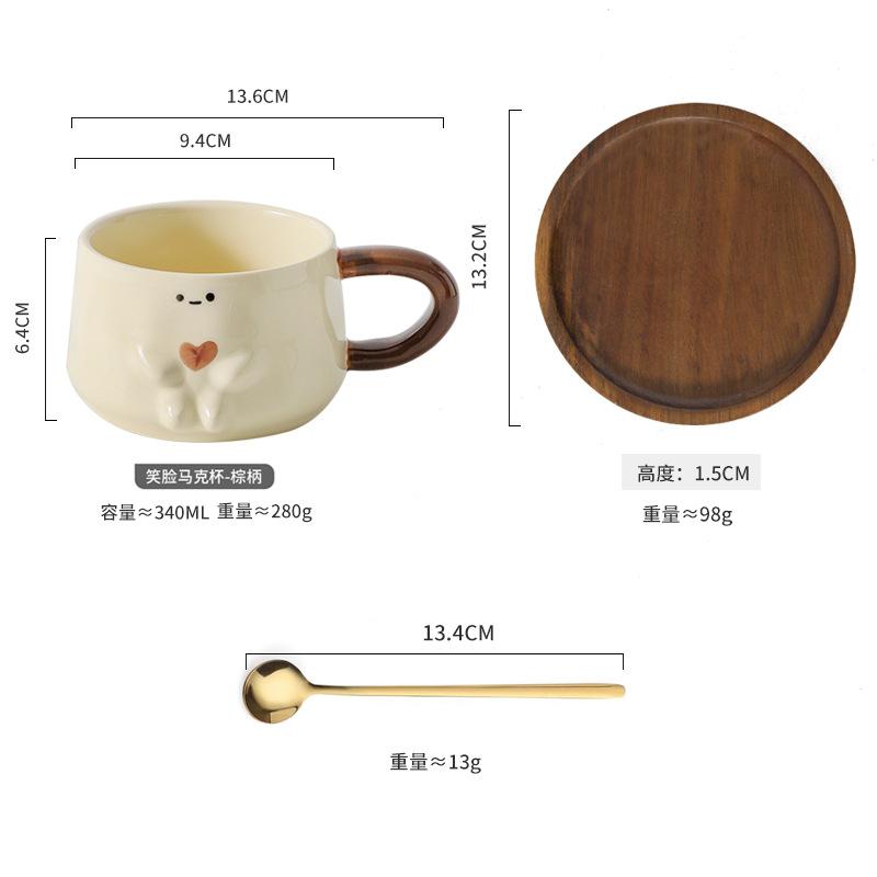mug cute smiley face cup office coffee cup heart-to-heart couple set cup high value creativity