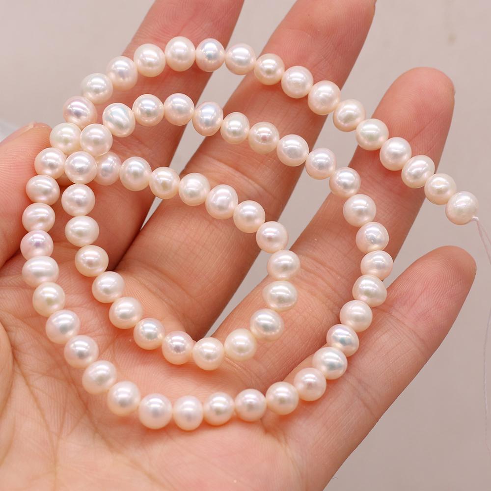 

1String, Round Pearl 5-5.5mm, Fashion Women Natural Freshwater Pearl Beads for Jewelry Making DIY Crafts, Luxury Bulk Gifts 36cm 1String/5-5.5mm-36cm белый